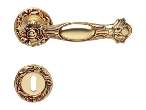 QUEEN - Baroque brass door handle on rose with lock _ LINEA CALI'